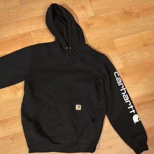 Carhartt Men's Black Hoodie with White Logo
